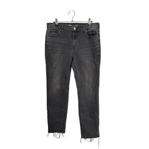 Old Navy Jeans Womens 6 Tall 6T Low-Rise Boyfriend Straight Black Distressed